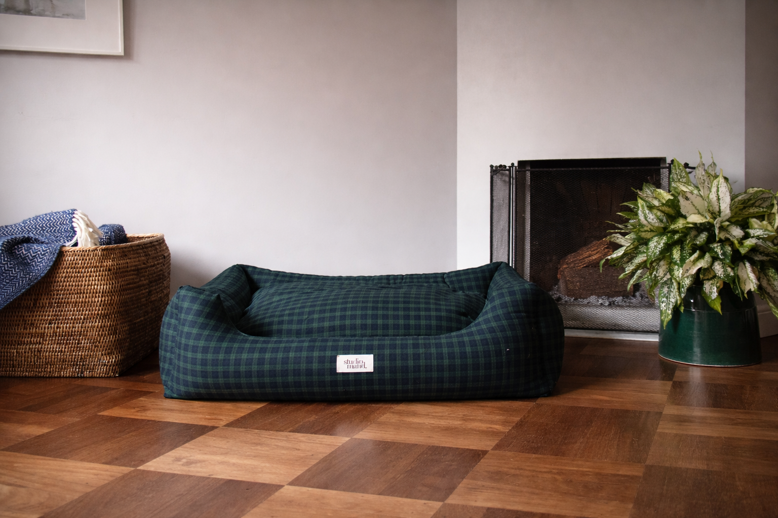 Duke - stijlvolle hondenmand met blauwe Schotse ruit