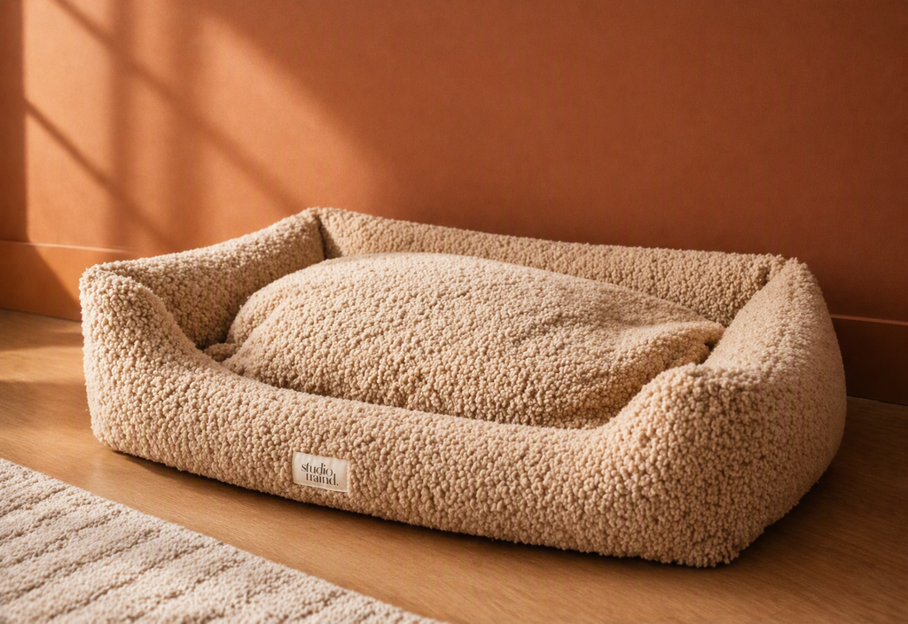 Teddy hondenmand bucle stof beige