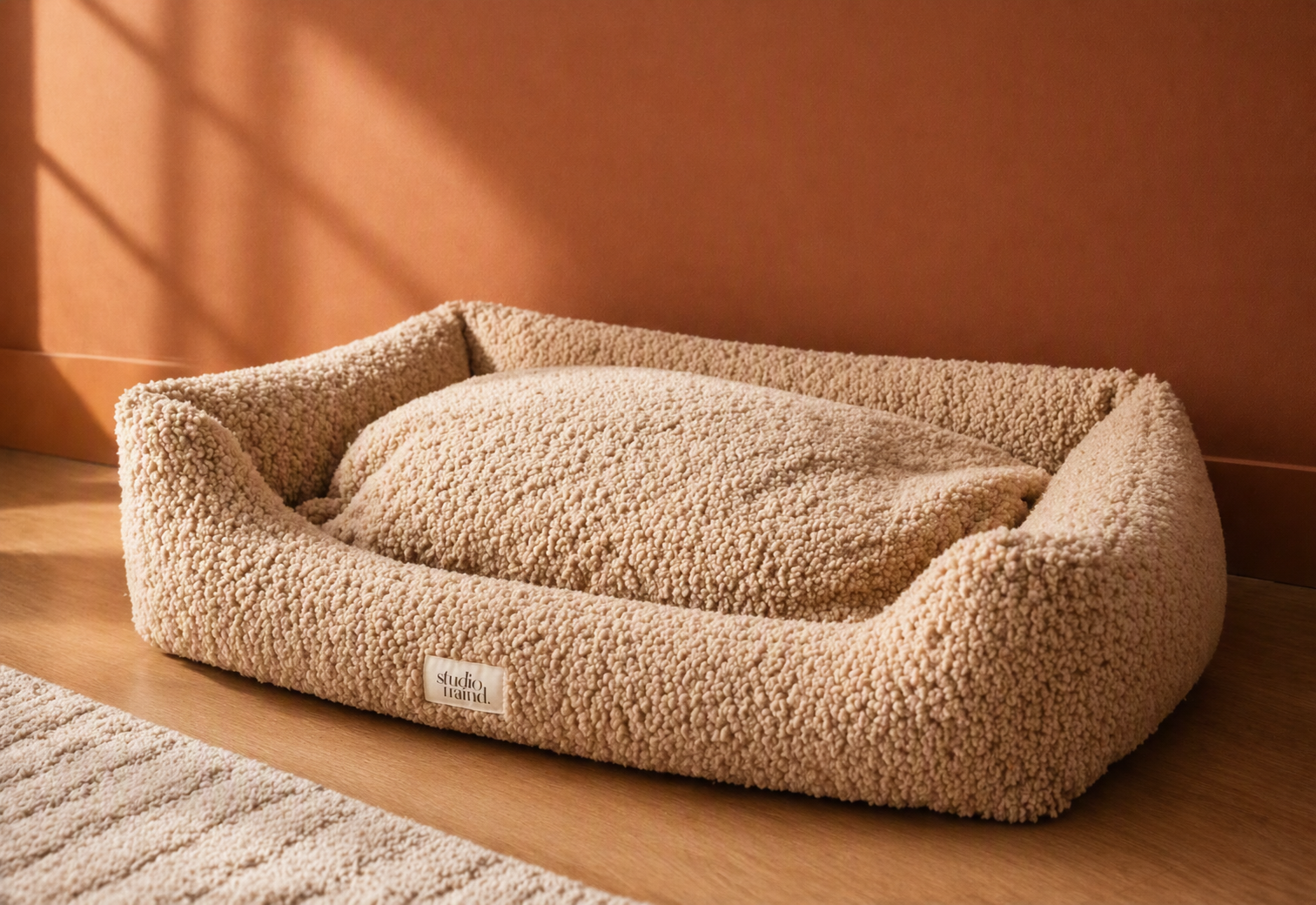 Teddy hondenmand bucle stof beige